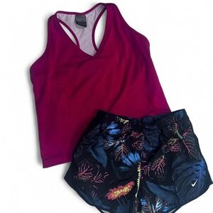 Girls Nike 2Pc XL short outfit , pink, tropical, activewear